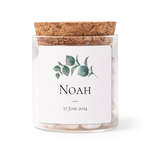 Glasskrukker med klistremerker Kvadratisk - 12 stk