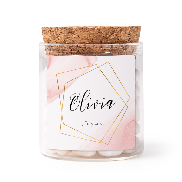 Glass jars with square stickers - set of 12