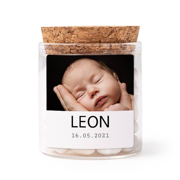 Glass jars with square stickers - set of 12