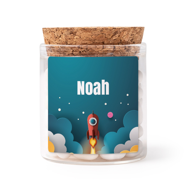 Glass jars with square stickers - set of 12