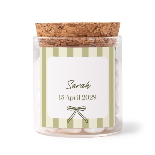 Mini-Glas personalisiert mit quadratischem Sticker - 12 Stk. Mini-Glas personalisiert mit quadratischem Sticker - 12 Stk.