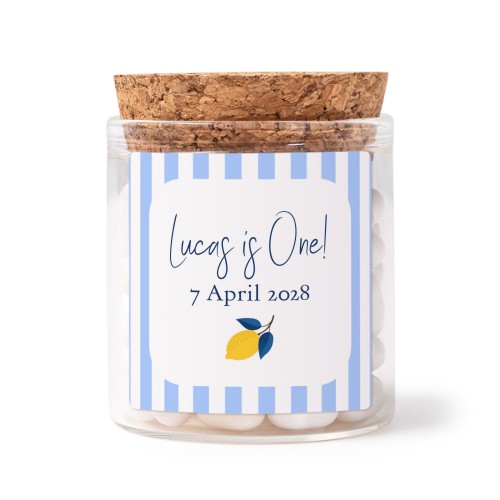 Glass jars with square stickers - set of 12