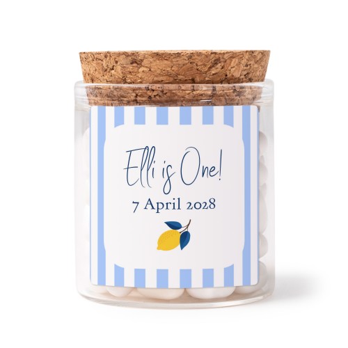 Glass jars with square stickers - set of 12