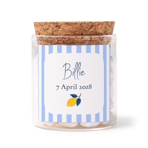 Glass jars with square stickers - set of 12