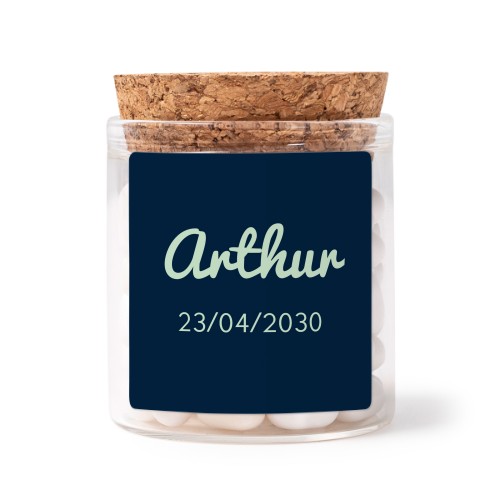 Glass jars with square stickers - set of 12