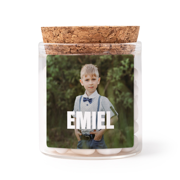Mini bocal avec stickers Carrés (lot de 12)