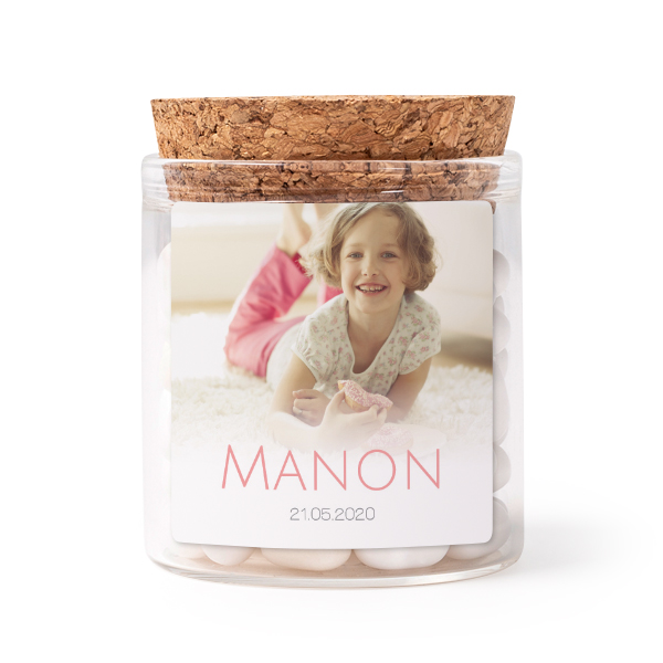 Glass jars with square stickers - set of 12 Glass jars with square stickers - set of 12