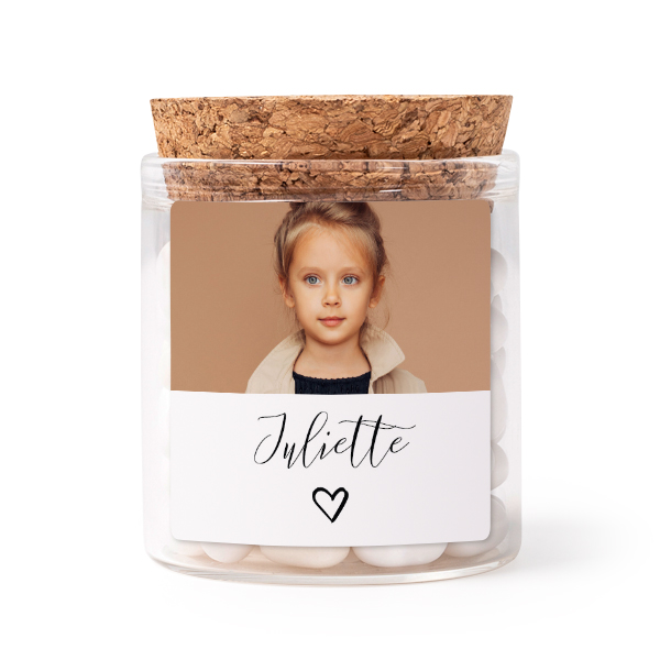 Mini-Glas personalisiert mit quadratischem Sticker - 12 Stk.