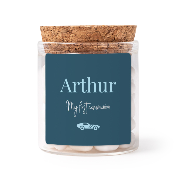 Glass jars with square stickers - set of 12