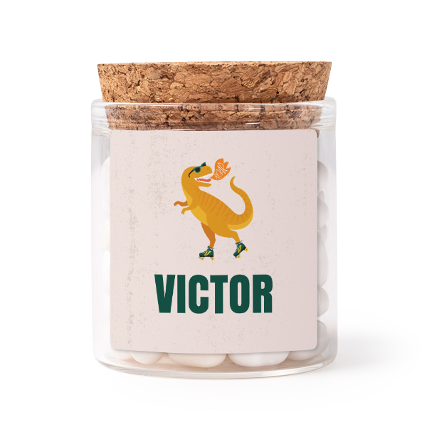 Glass jars with square stickers - set of 12