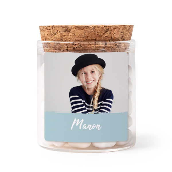Glass jars with square stickers - set of 12