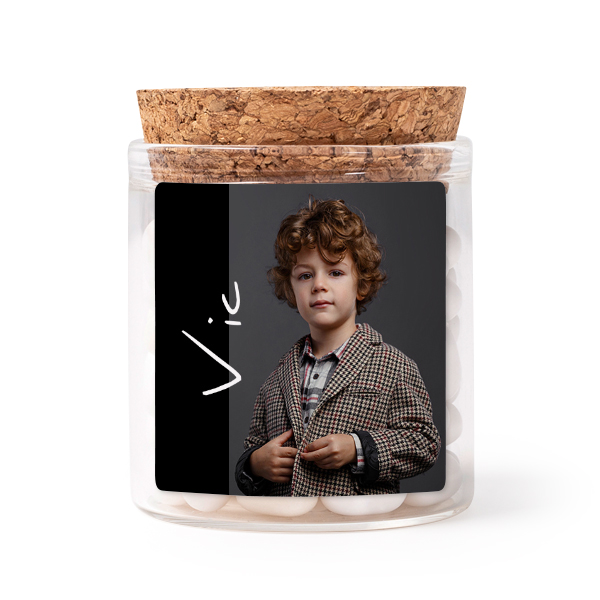 Glass jars with square stickers - set of 12