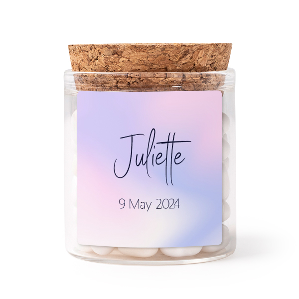 Glass jars with square stickers - set of 12