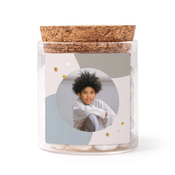 Mini-Glas personalisiert mit quadratischem Sticker - 12 Stk.