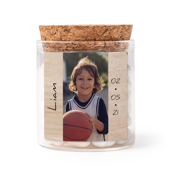 Glass jars with square stickers - set of 12