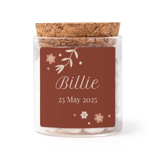 Glass jars with square stickers - set of 12
