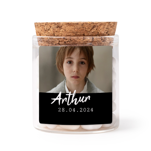 Mini-Glas personalisiert mit quadratischem Sticker - 12 Stk.