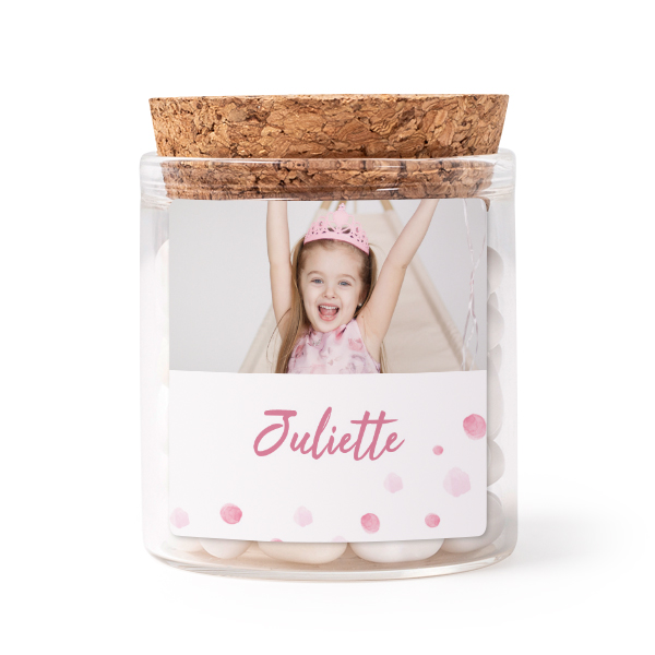 Glass jars with square stickers - set of 12