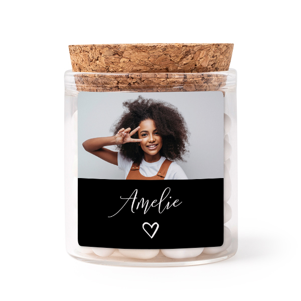 Glass jars with square stickers - set of 12