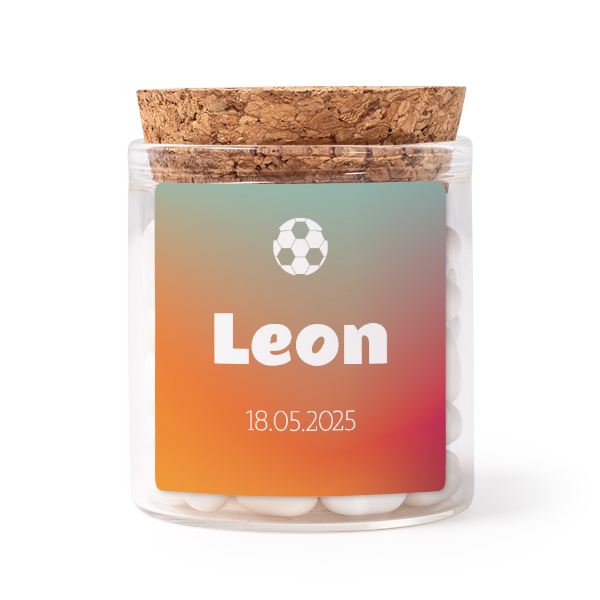 Glass jars with square stickers - set of 12 Glass jars with square stickers - set of 12