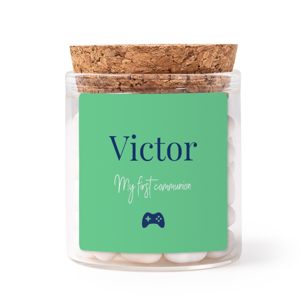 Mini bocal avec stickers Carrés (lot de 12)