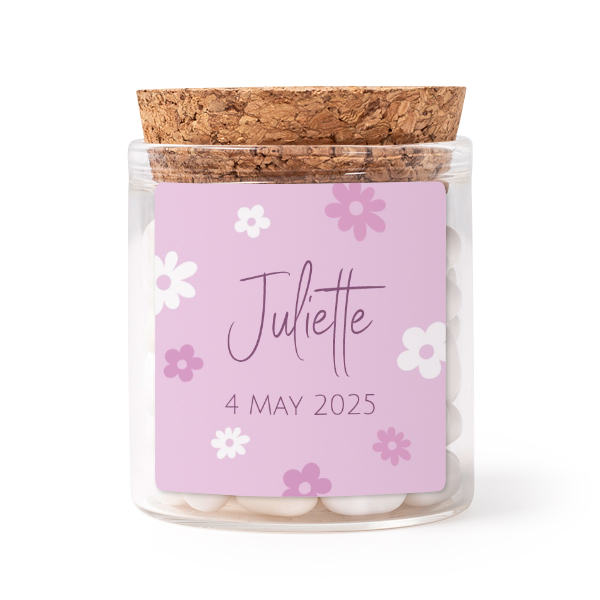 Glass jars with square stickers - set of 12