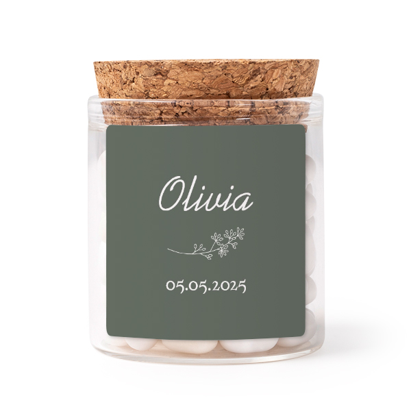 Glass jars with square stickers - set of 12