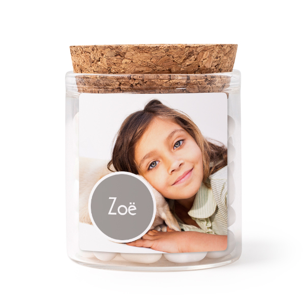 Glass jars with square stickers - set of 12 Glass jars with square stickers - set of 12