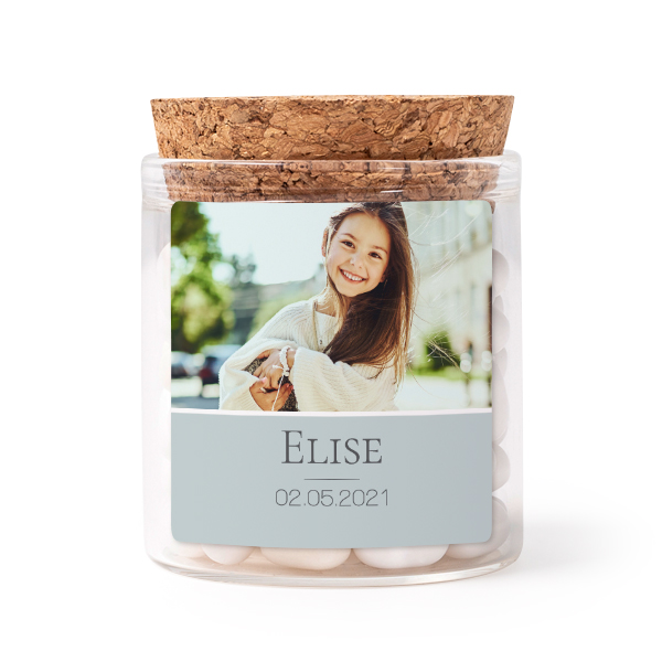 Glass jars with square stickers - set of 12 Glass jars with square stickers - set of 12