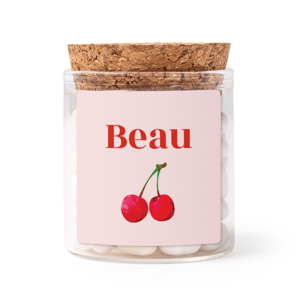 Glass jars with square stickers - set of 12
