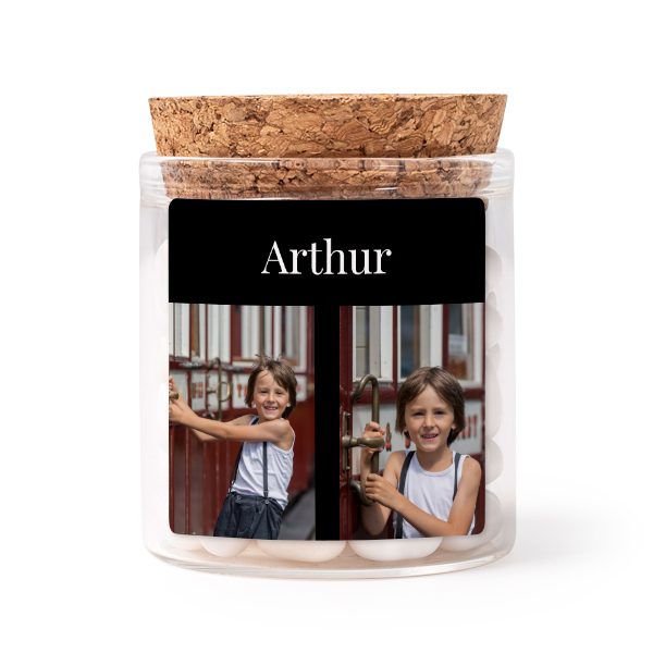 Glass jars with square stickers - set of 12