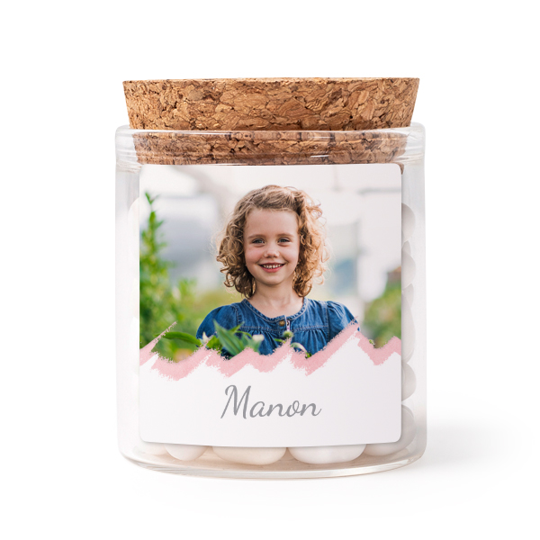 Glass jars with square stickers - set of 12