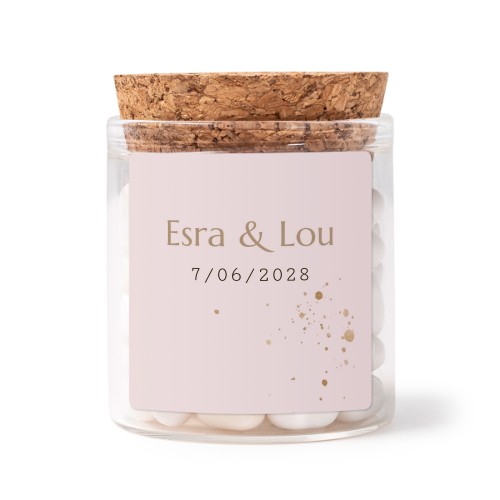 Glass jars with square stickers - set of 12