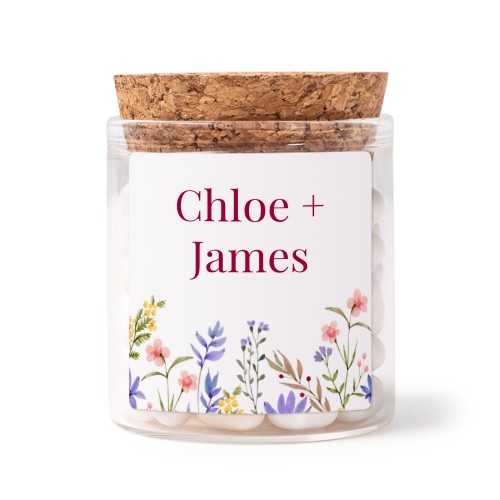 Glass jars with square stickers - set of 12