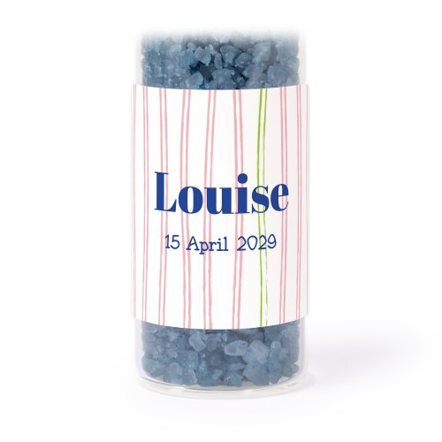 Glazen buisjes met vierkante stickers & blauw badzout (set van 12)