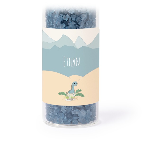 Glasrør med firkantede klistermærker & blåt badesalt - 12 stk