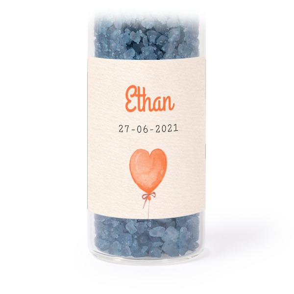 Glasrör med fyrkantiga klistermärken & blått badsalt - 12 st