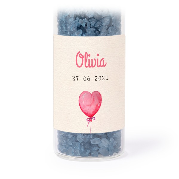 Glassrør med firkantede klistremerker & blått badesalt - 12 stk