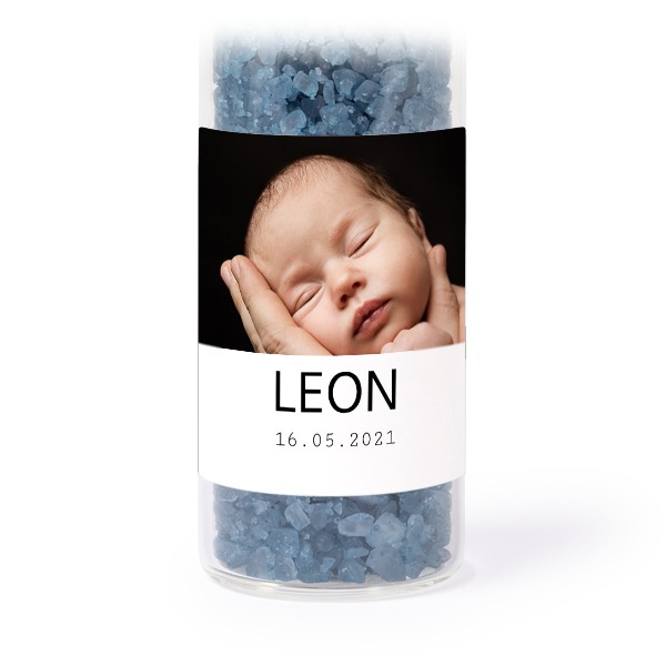 Glassrør med firkantede klistremerker & blått badesalt - 12 stk