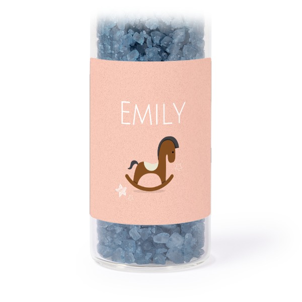 Glasrör med fyrkantiga klistermärken & blått badsalt - 12 st