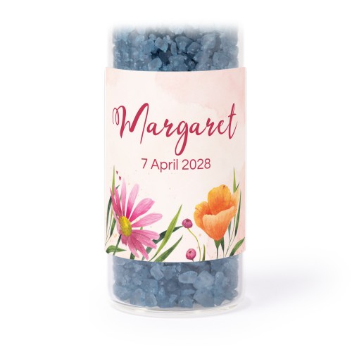 Tubes avec stickers carrés &amp; sel de bain bleu (lot de 12)