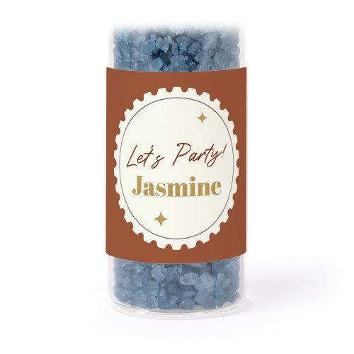 Glazen buisjes met vierkante stickers & blauw badzout (set van 12)