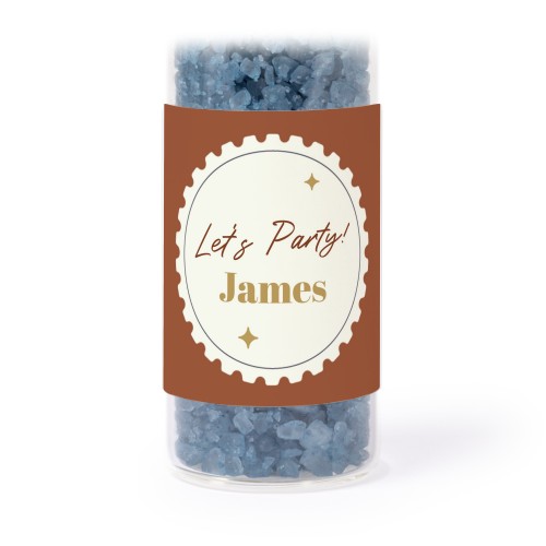 Glassrør med firkantede klistremerker & blått badesalt - 12 stk