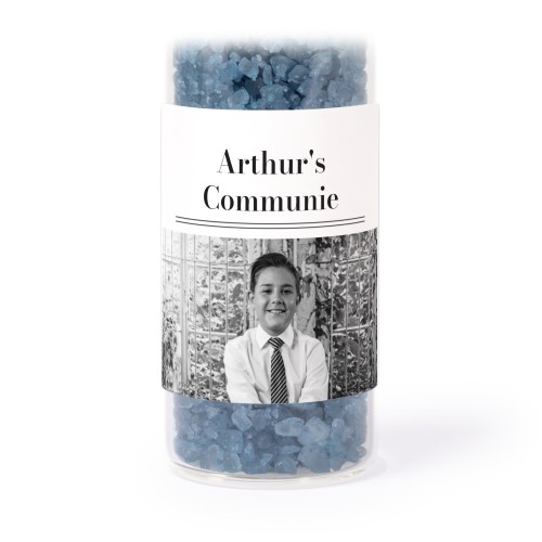 Glazen buisjes met vierkante stickers & blauw badzout (set van 12)