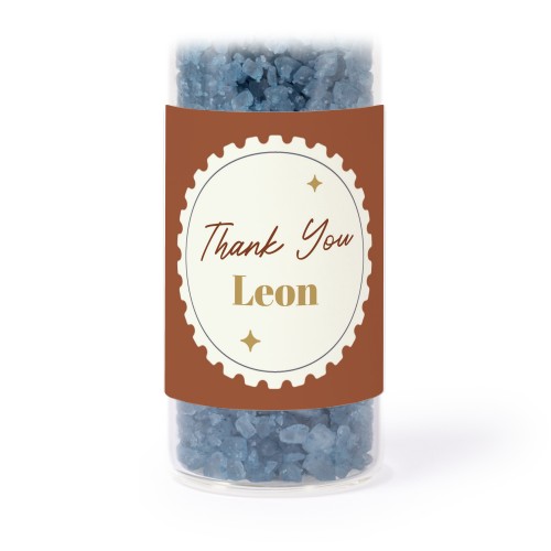 Glazen buisjes met vierkante stickers & blauw badzout (set van 12)