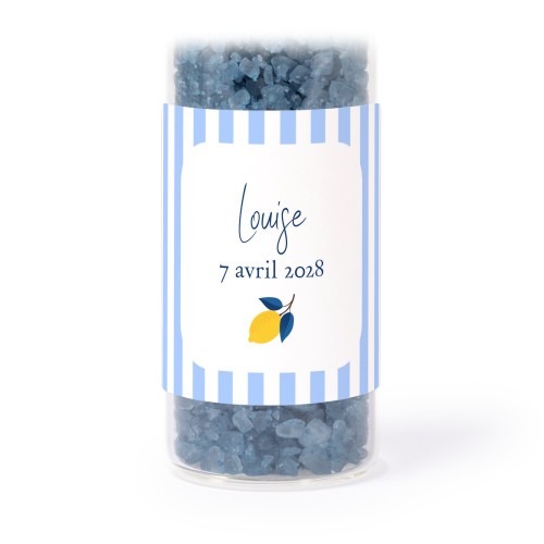 Tubes avec stickers carrés &amp; sel de bain bleu (lot de 12)