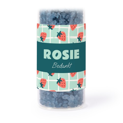 Glazen buisjes met vierkante stickers & blauw badzout (set van 12)