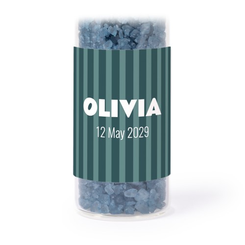 Mini-Glasröhrchen Set mit quadratischen Stickern & Badesalz Blau - 12 Stk.