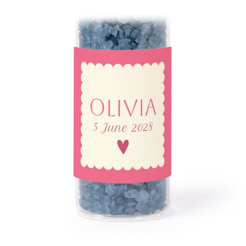 Glazen buisjes met vierkante stickers & blauw badzout (set van 12)