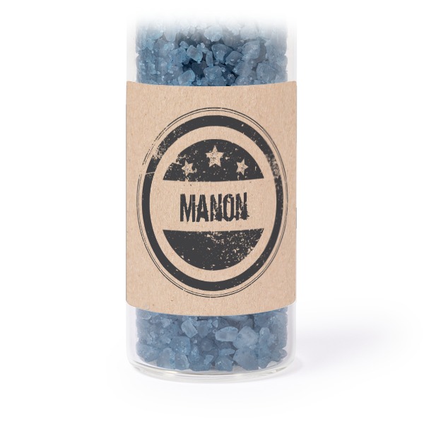 Glazen buisjes met vierkante stickers & blauw badzout (set van 12)